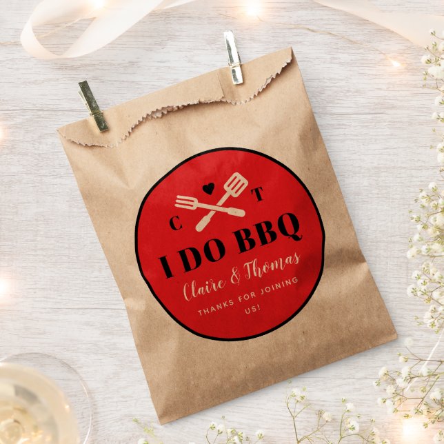 Red Circle I Do BBQ Engagement Party Favour Bag (Clipped)