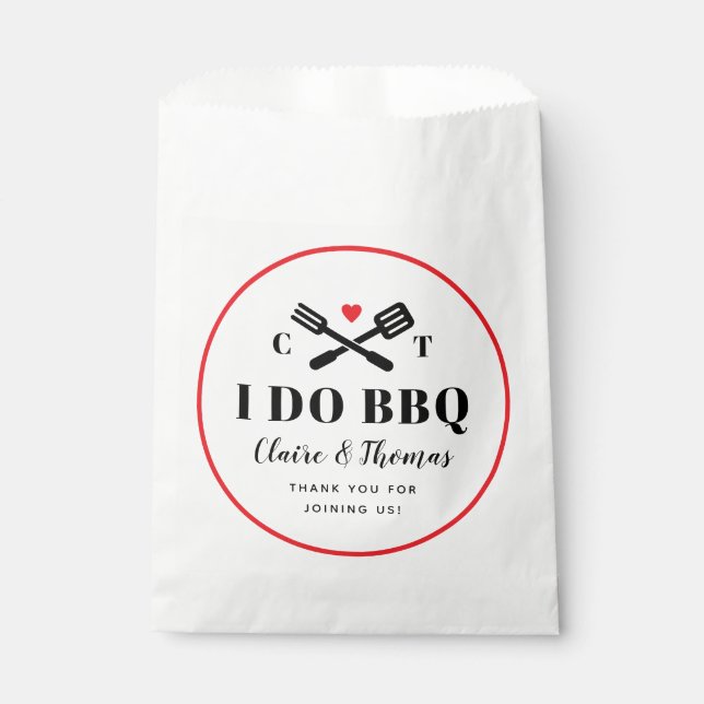 Red Circle I Do BBQ Engagement Party Favour Bag (Front)