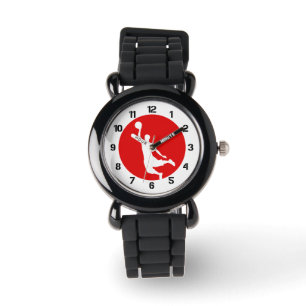Red Circle Slam Dunk Basketball Player Watch