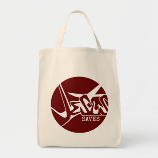 Red Circle The Cross Jesus Saves Graffiti Tote Bag