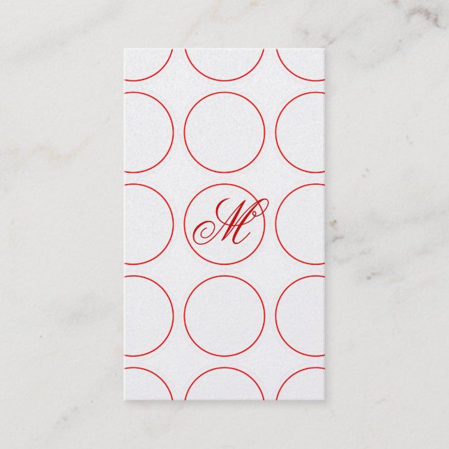 Red Circles and Monogram Business Card (Front)