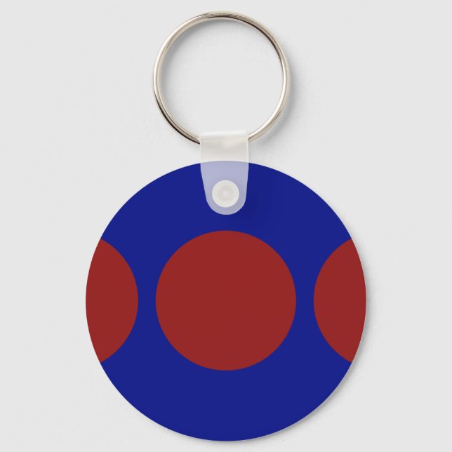 Red Circles on Blue Keychain (Front)