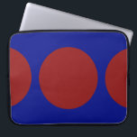 Red Circles on Blue Laptop Sleeve<br><div class="desc">This bold geometric pattern features a red circle in the centre and two red half circles on the edges of a blue background. If you'd like to add a monogram or image to the design, click the "Customize it!" button. Digitally created image. Copyright © 2011 Claire E. Skinner. All rights...</div>