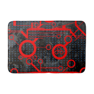 Red Circuit Bath Mat