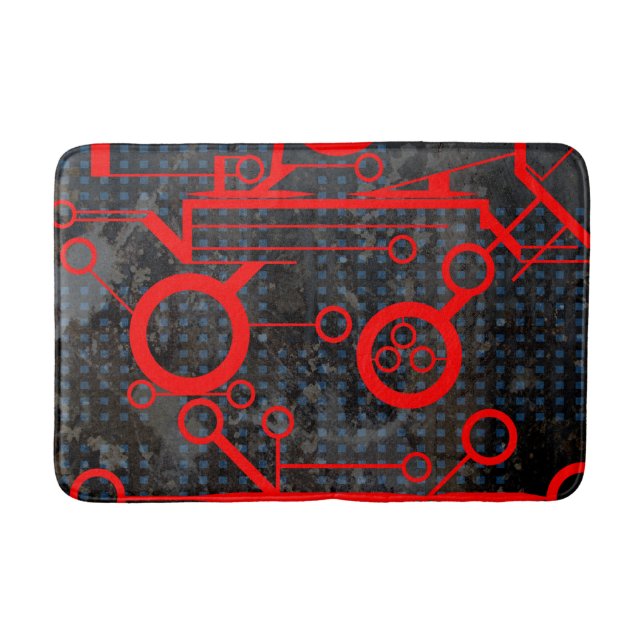 Red Circuit Bath Mat (Front)