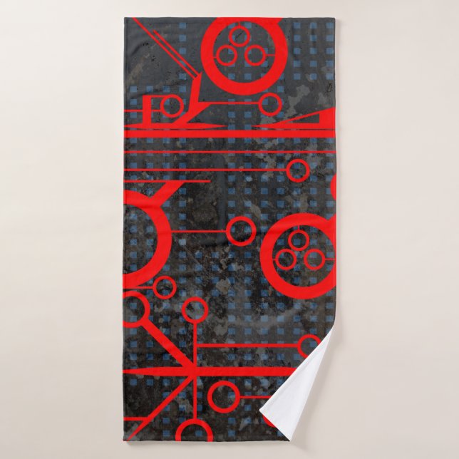 Red Circuit Bath Towel (Bath Towel)