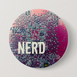 Red circuit board nerd retro design 3 inch round button