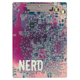Red circuit board nerd retro design clipboard