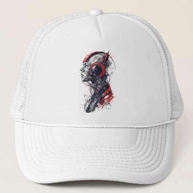Red circuit dream trucker hat (Front)
