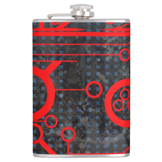 Red Circuit Hip Flask (Front)