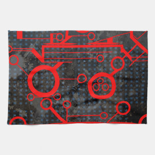 Red Circuit Kitchen Towel