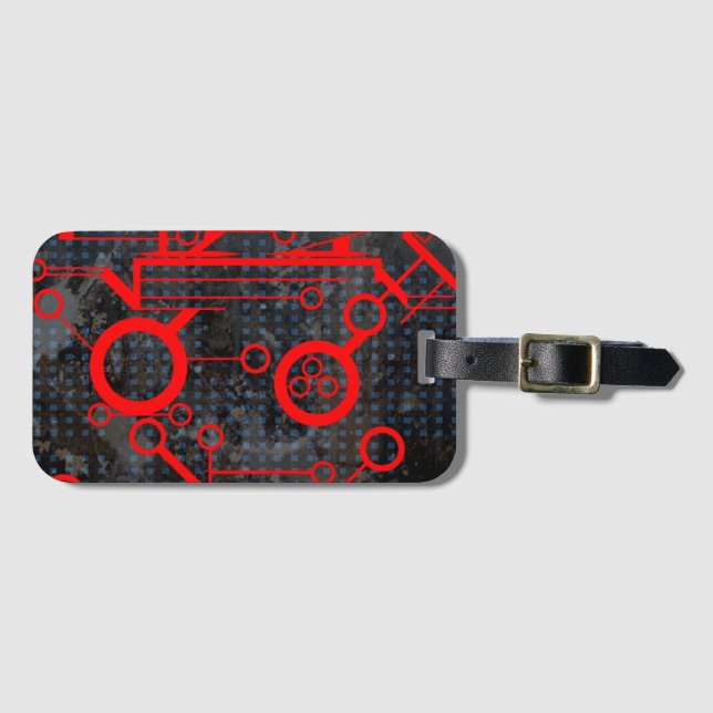 Red Circuit Luggage Tag (Front Horizontal)