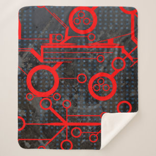 Red Circuit Sherpa Blanket