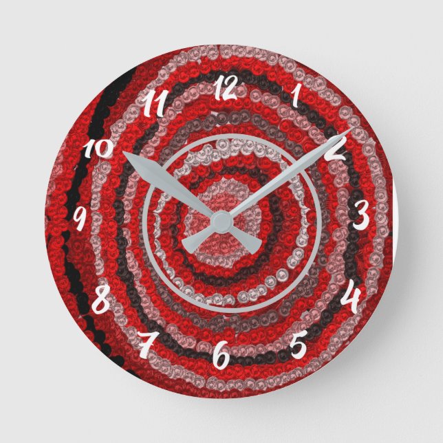 Red Circular Designer Pattern Round Clock (Front)