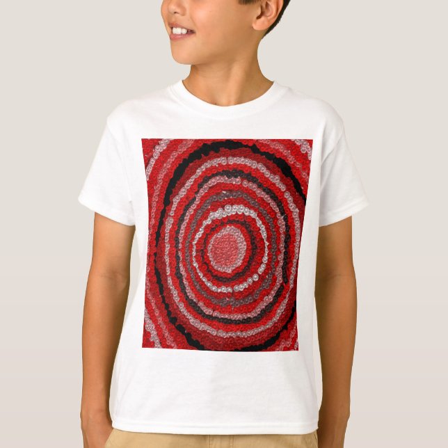 Red Circular Designer Pattern T-Shirt (Front)