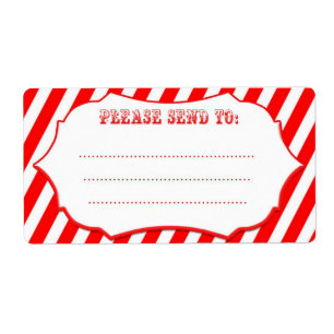 Red Circus Stripe Shipping Labels