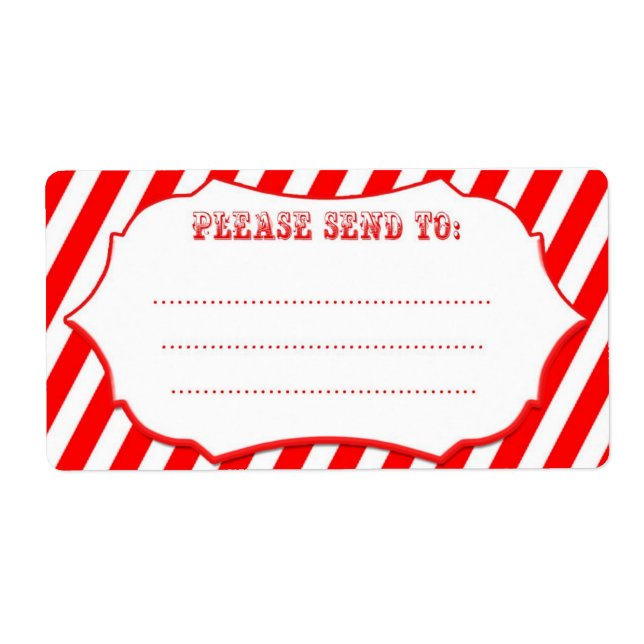 Red Circus Stripe Shipping Labels (Front)