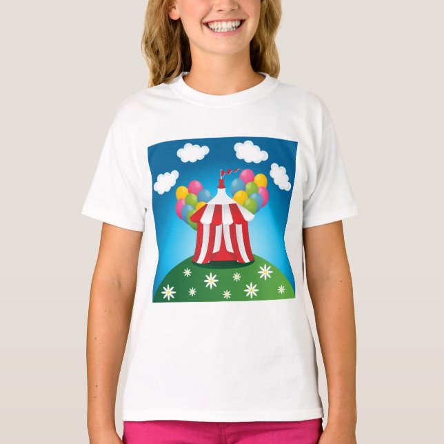 Red Circus Tent Girls T-Shirt (Front)