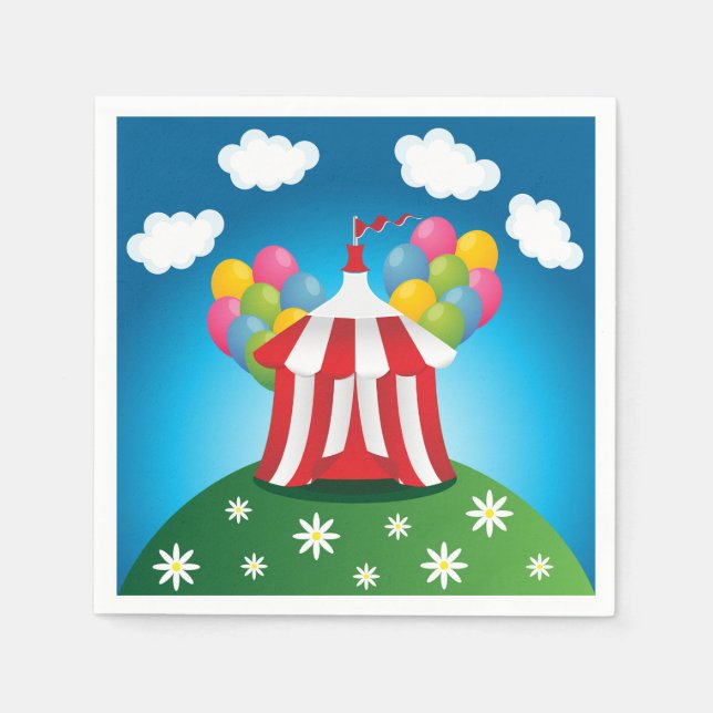 Red Circus Tent Paper Napkins (Front)