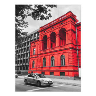 Red City Building Minimalist Photography Photo Print