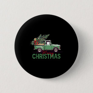 Red Ckup Truck Christmas Tree Vintage Christmas Me 2 Inch Round Button