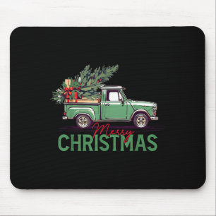 Red Ckup Truck Christmas Tree Vintage Christmas Me Mouse Pad