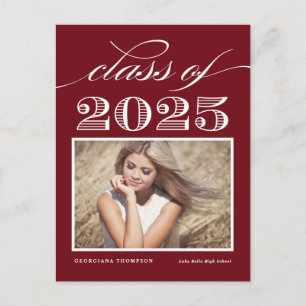 Red Class of 2024 Script Photo Graduation Postcard