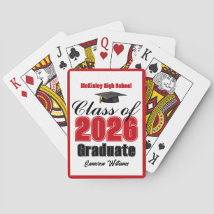 Red Class of 2026 Custom Graduation Party Playing Cards
