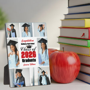 Red Class of 2026 Graduation Collage Photo Plaque