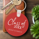 Red - Class of ADD YOUR YEAR Graduation Party Keychain<br><div class="desc">Add any year to this whimsical design. This can be used for any graduate or reunion - high school,  college,  grad school,  nursing,  med school or even trade school.</div>