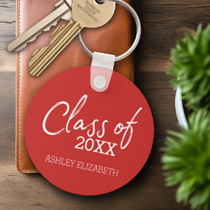 Red - Class of ADD YOUR YEAR Graduation Party Keychain