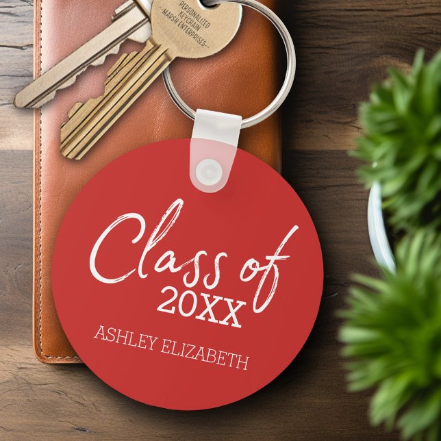 Red - Class of ADD YOUR YEAR Graduation Party Keychain (Personalized Keychain - Graduation Party Favor)