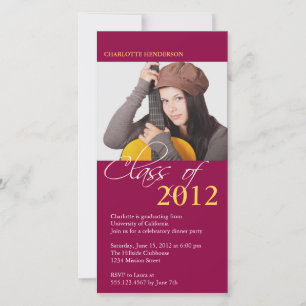 Red class of graduation photo announcement card