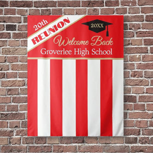 Red Class Reunion Photo Backdrop Tapestry