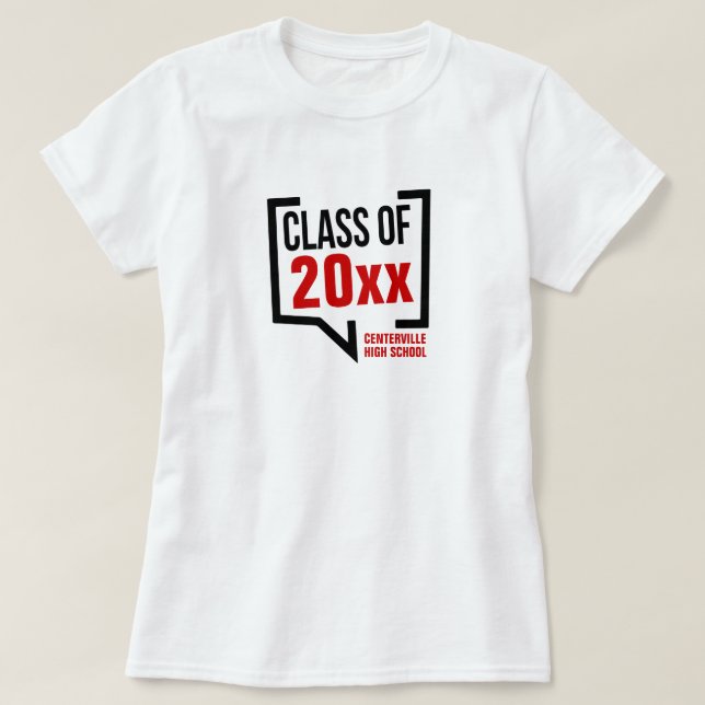 Red Class Year Speech Bubble T-Shirt (Design Front)