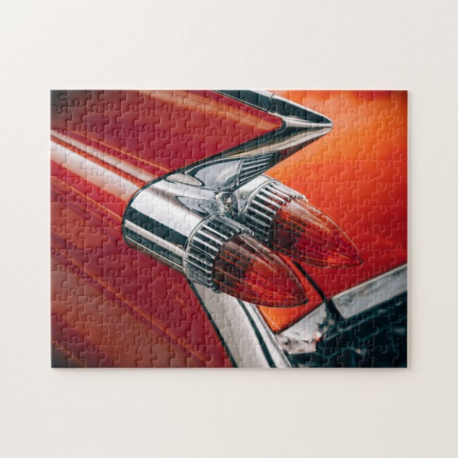 Red Classic Car Fins Jigsaw Puzzle (Horizontal)
