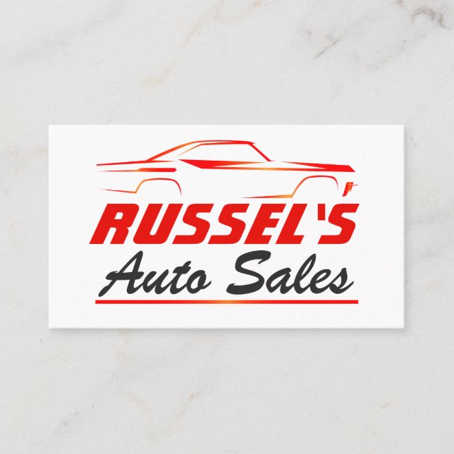 Red Classic Car Zoom Retro Auto Sales Business Card (Front)