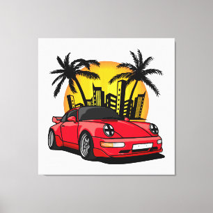 Red Classic Carrera in City Sunset Canvas Print
