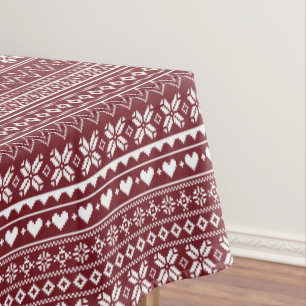 Red Classic Christmas Sweater Pattern Tablecloth