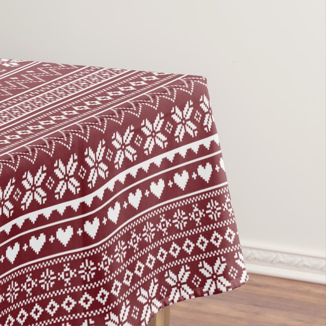 Red Classic Christmas Sweater Pattern Tablecloth (In Situ)
