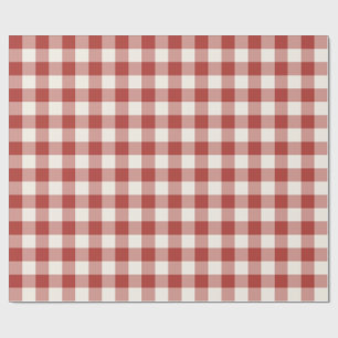 Red Classic Gingham Christmas Plaid Wrapping Paper