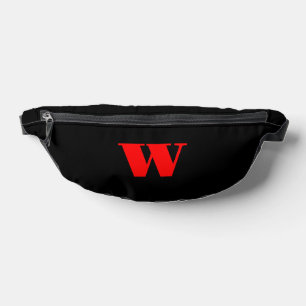 Red Classic Initial Letter Black Stylish Fanny Pack