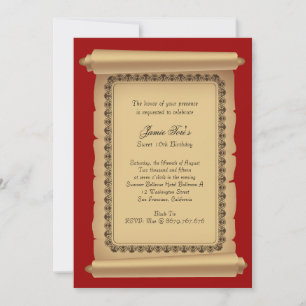 Red Classic Scroll Invitation
