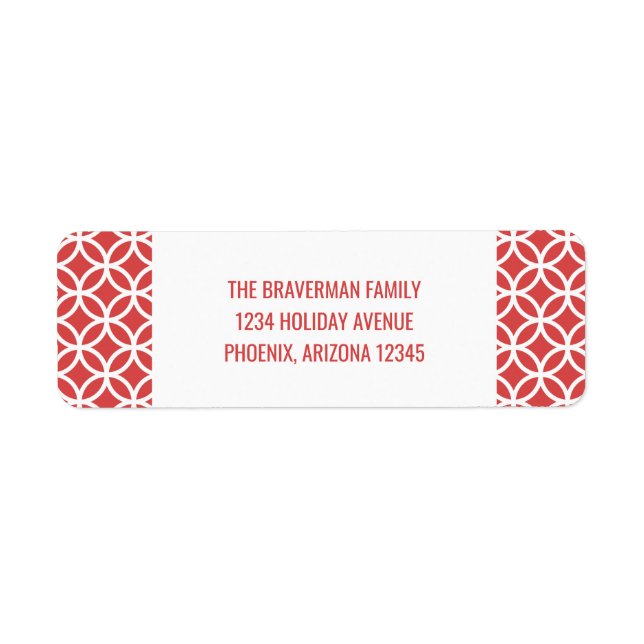 Red Classy Diamond Holiday Address Labels (Front)