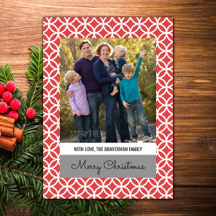 Red Classy Diamond Holiday Photo Flat Card