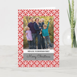 Red Classy Diamond Holiday Photo Greeting Card