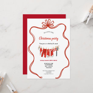 Red clothesline christmas invitation