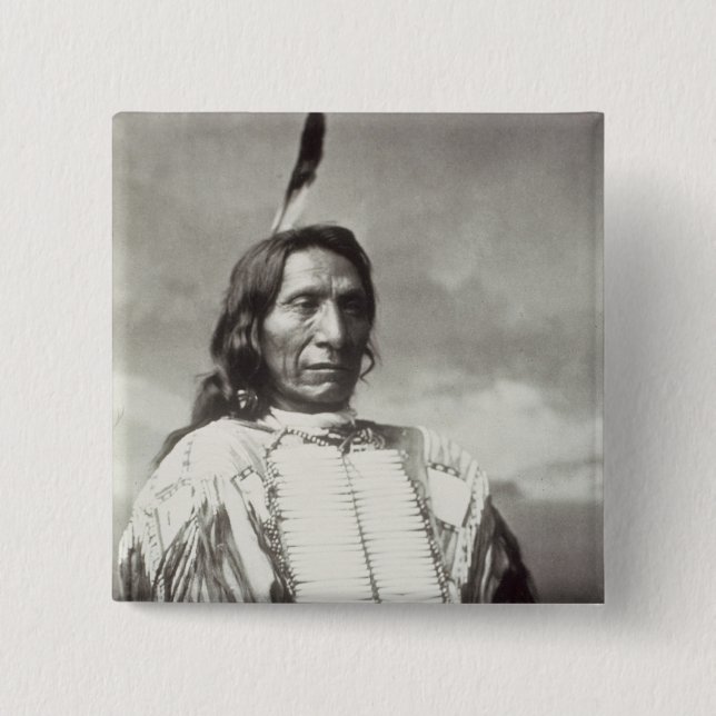 Red Cloud Chief (1822-1909) 1880 (b/w photo) 2 Inch Square Button (Front)