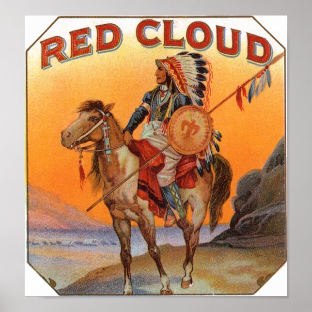 Red Cloud Cigar Label Poster (Front)