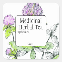 Red Clover Blank Herb Tea Blend Label Custom